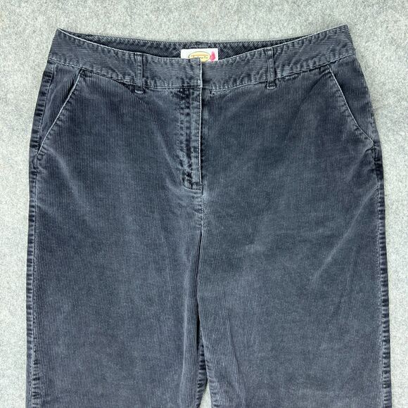 Talbots Pants Womens 10 Long Black Corduroy Straight Leg Jeans Stretch Cotton - Picture 2 of 12